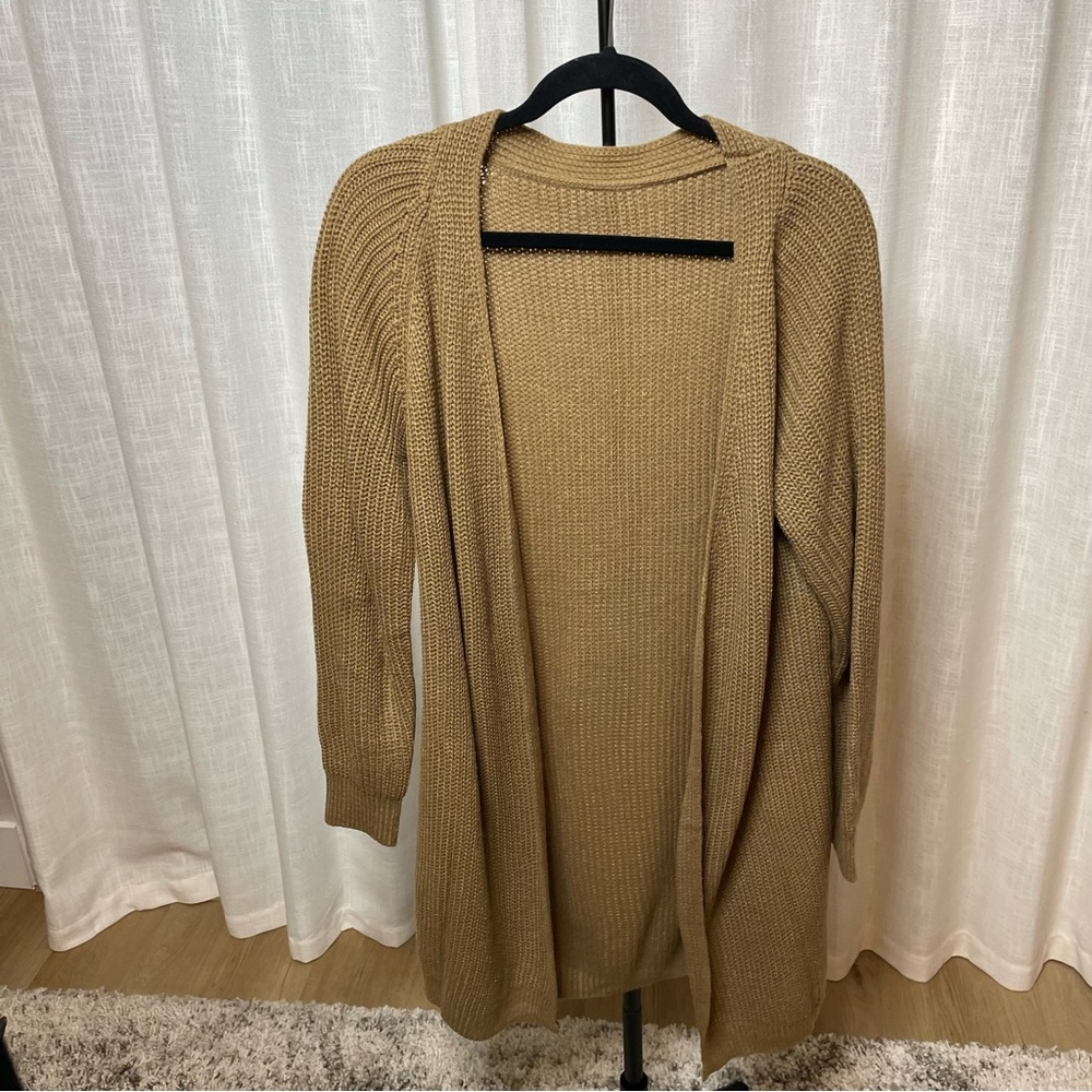 New SHEIN‎ Beige Open Front Long Cardigan Sweater Size Large